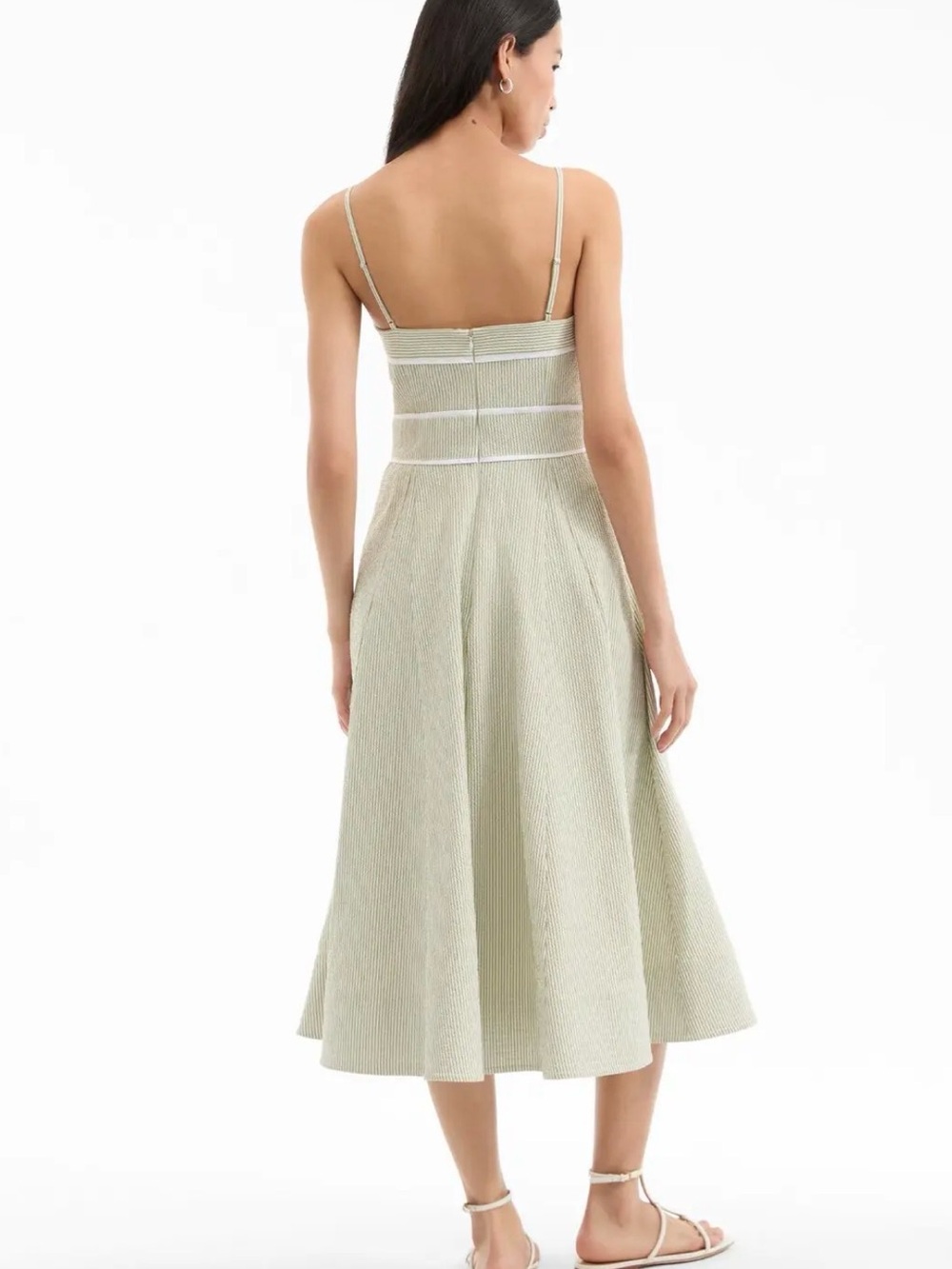 Veronica Beard Sage Green Spaghetti-Strap Midi Dress - Picture 2 of 12